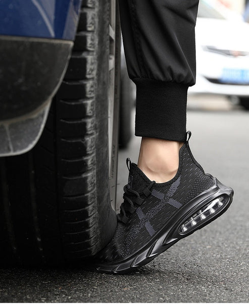 Steel Toe Sports Safety Shoes Boots KTG Anti Pierce Black Singapore US UK 7 8 9 10 11 12 Comfortable Light weight Logistic Vehicle Protection