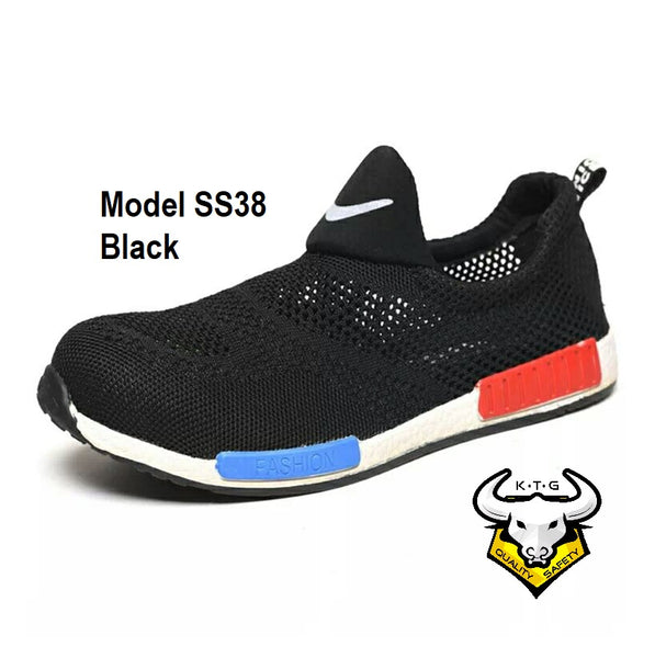 KTG Safety Steel Toe Slip On Sports Safety Shoes Model SS38 - Black