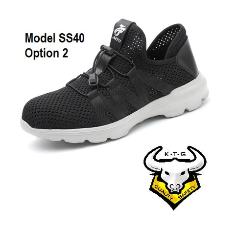 KTG Safety Steel Toe Sports Safety Shoes Model SS40 - Breathable Mesh Black - Kelvar anti smash