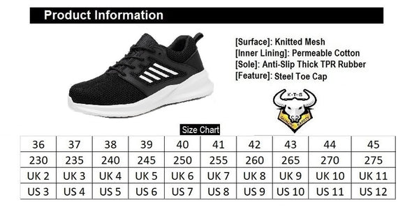 Steel Toe Sports Safety Shoes - Model SS63 - Black