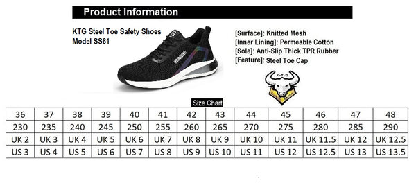 Steel Toe Sports Safety Shoes - Model SS61 - Holographic Light Reflective