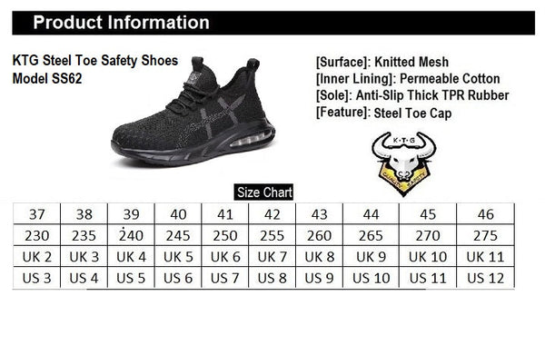 Steel Toe Sports Safety Shoes - Model SS62 - Black White