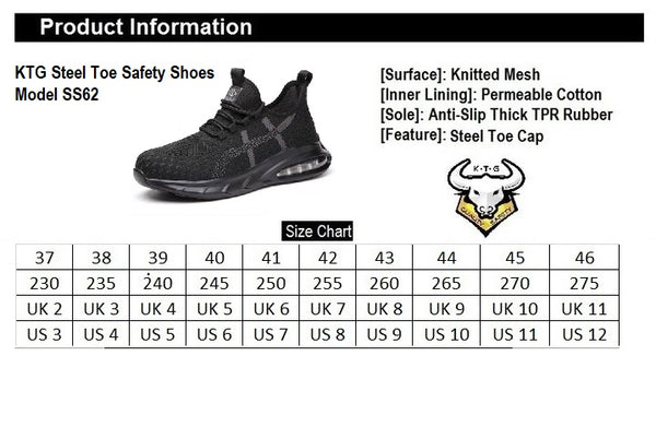 Steel Toe Sports Safety Shoes - Model SS62 - Black