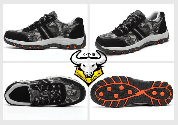 K.T.G steel toe safety work shoes / boots SS01 - Camo White from different angles.