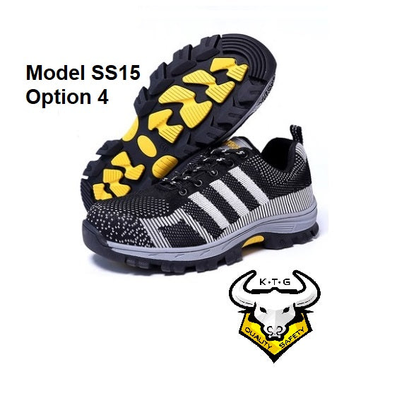 Detailed image for KTG (KaiTheGent) steel toe sports safety work shoes model SS15 - option 4. Black non reflective stripes. K.T.G